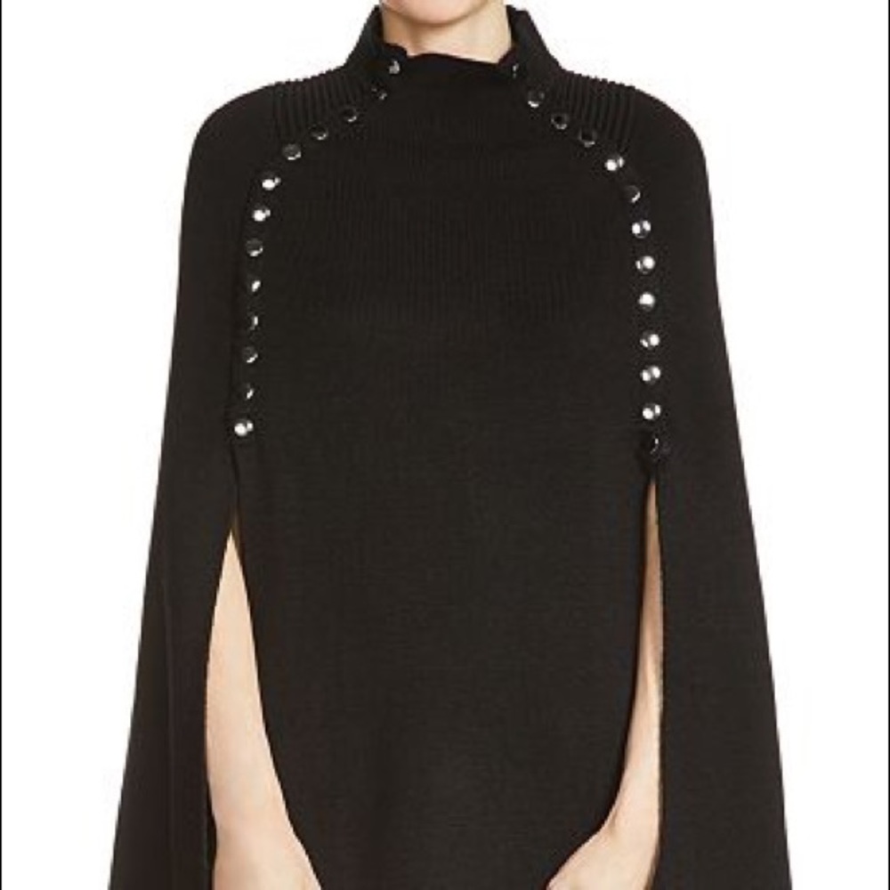 SOLD! Maje Mood Black Knit Poncho Cape sz 2 M NWT - Picture 1 of 6